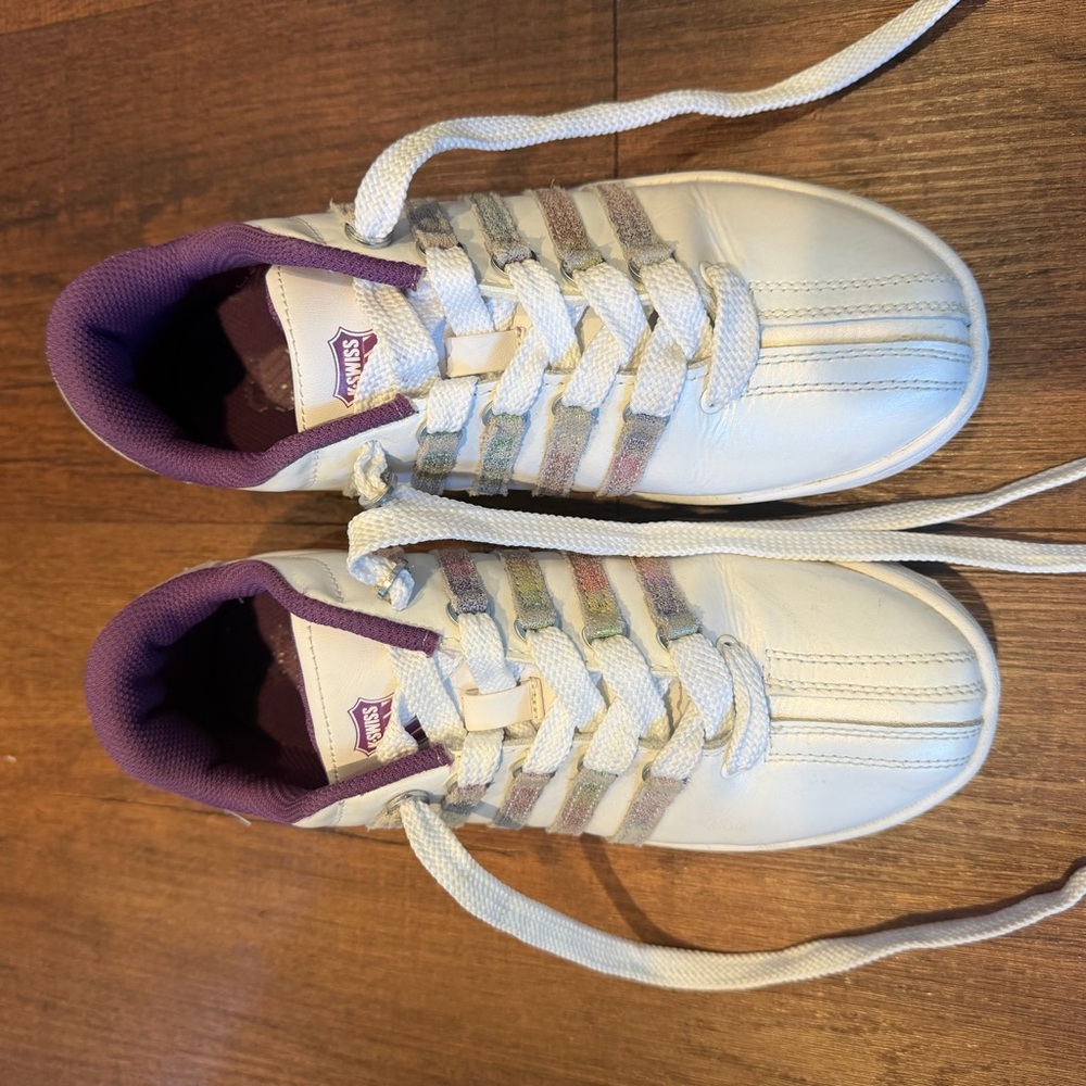 K-Swiss Varsity White and Purple Kids Sneakers
